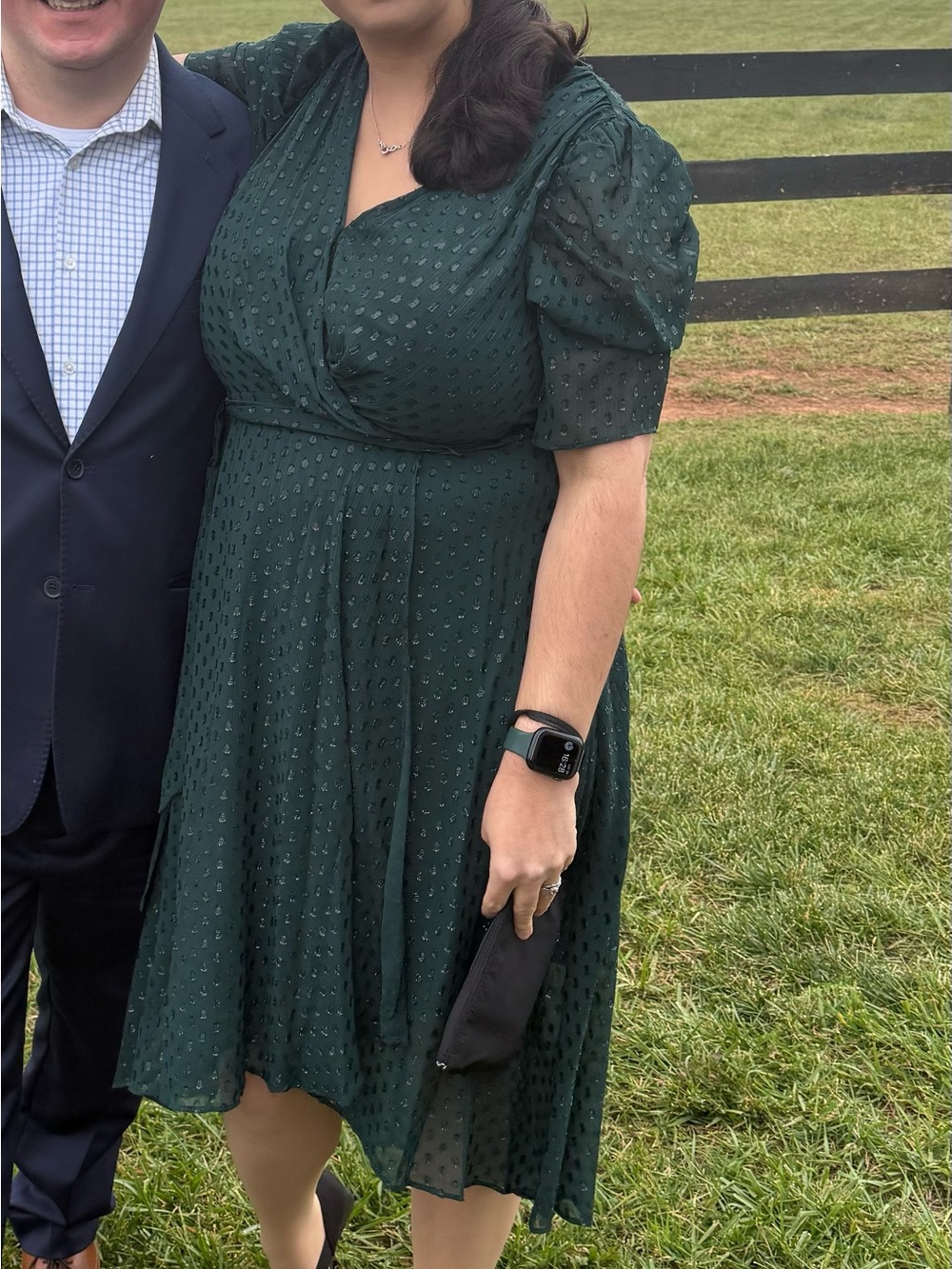 Tommy Hilfiger Green Flutter Sleeve Wrap Dress